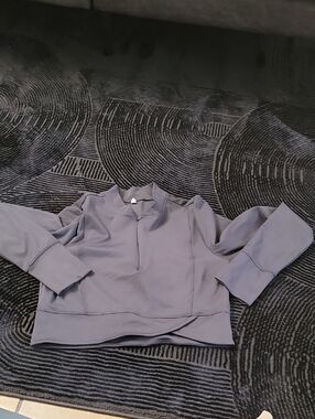 Cropped Slate Gray Pullover Sweatshirt